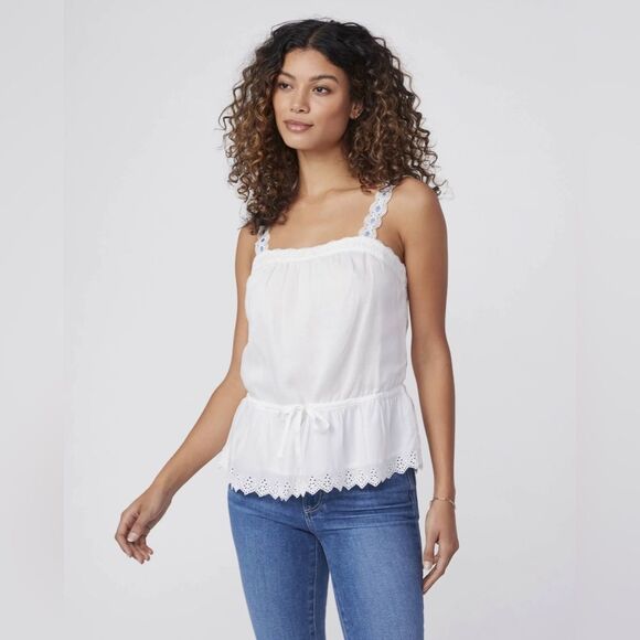 Paige NWT Zherra Eyelet Ribbon Strap Cami in White Size Large - Picture 4 of 11